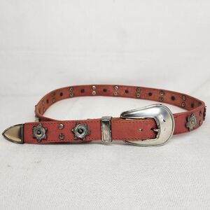 Avion International Vintage Pink Studded Belt Womens Leather Western XS
